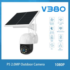 V380 P5 WiFi IP65 Waterproof Camera Outdoor Low Power Solar Ball Wireless Camera; 1080P HD IP Security Camera With Auto Tracking IR Night Vision Witho