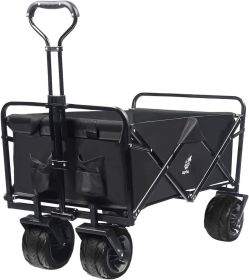 Collapsible Wagon Cart Heavy Duty Foldable Beach Wagon with Big Wheels for Sand All-Terrain Utility Beach Cart for Sand, Outdoor Sports