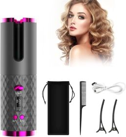 Unbound Cordless Auto Rotating Ceramic Hair Curler USB Rechargeable Automatic Curling Iron LED Display Temperature Wave Curler