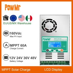 MPPT 60A 12V 24V 36V 48V Auto LCD Display Solar Charger Controller Solar Panel Batteries Charge Regulator EU RU US Warehouse