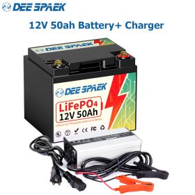 12V 50AH LiFePO4 Battery 12.8V Lithium Iron Phosphate Batteries Built-in BMS For Solar Power System RV Household Trolley Motor