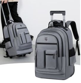 Trolley Backpack Ultra-light Trolley Bag Large Capacity Single-directional Wheel (Option: Gray-16inch)