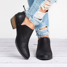 Autumn Women Shoes Retro High Heel Ankle Boots (Option: Black-43)