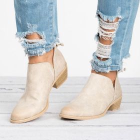 Autumn Women Shoes Retro High Heel Ankle Boots (Option: Beige-38)