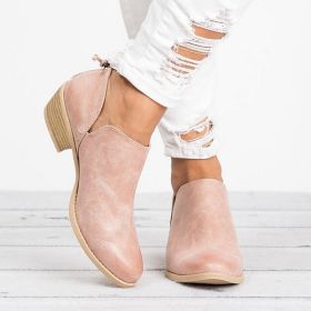 Autumn Women Shoes Retro High Heel Ankle Boots (Option: Pink-38)