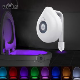 1pc Motion Activated Toilet Night Light; 8 LED Vibrant Color Options; Flexible Sizing For Standard Or Elongated Toilet Bathroom; Outdoor Travel Access (Composition: Without Battery)