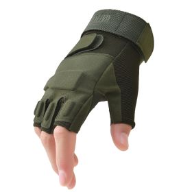 Outdoor Tactical Gloves Airsoft Sport Gloves Half Finger Military Men Women Combat Shooting Hunting Fitness Fingerless Gloves (Gloves Size: S, Color: Army Green)