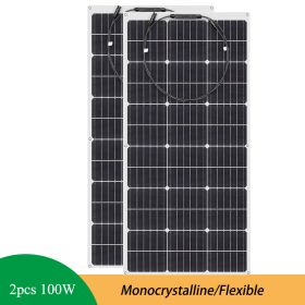 Xinpuguang 100 W flexible solar panel kit complete 12 v 100 watt 120w 200w camping Home Yacht RV Caravan Boat Battery Charger (Color: 200W Solarpanel)