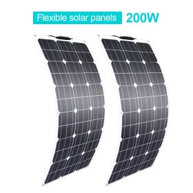 Solar Panel 300w 200w 100w 400w PET Flexible Panneau Solaire Kit PV Monocrystalline Cell 12V 24V 1000w Battery Charger System (Color: 2PC 100W solar panel)