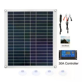 100W Solar Panel with Battery Clip and 30A Controller 12V Monocrystalline Solar Cells Outdoor Camping Hiking Solar Car Charger (Color: with 30A  Controller)