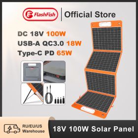 FF Flashfish 18V 100W Foldable Solar Panel Portable Solar Charger DC Output PD Type-c QC3.0 for Phones Tablet Camping RV Trip (Wattage: 60W, Voltage: 18V)